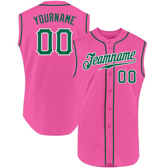 Pembe Jersey Kelly Kolsuz Özel Beyzbol Yeşil-Beyaz Orijinal Pembe Jersey Kelly Kolsuz Özel Beyzbol Yeşil-Beyaz Orijinal
