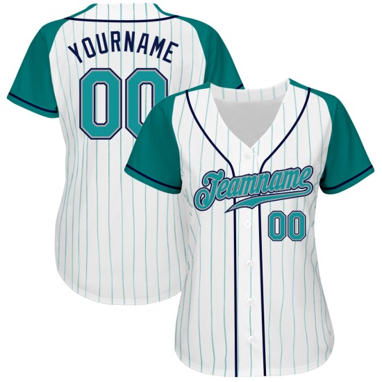 Özel Orijinal Raglan Beyzbol Pinstripe Aqua-Lacivert Forma Beyaz Kollar Aqua Özel Orijinal Raglan Beyzbol Pinstripe Aqua-Lacivert Forma Beyaz Kollar Aqua