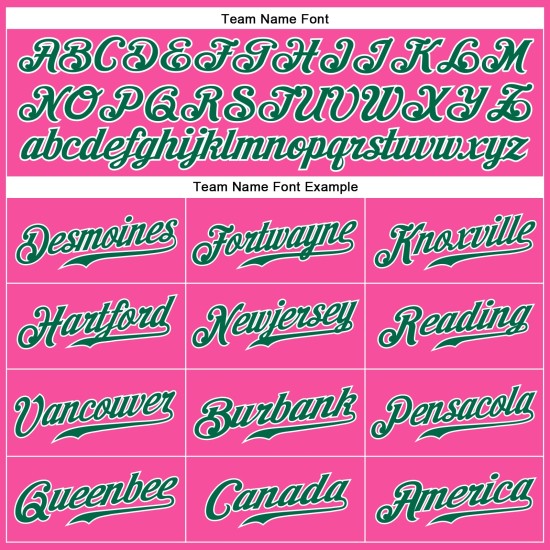 Pembe Jersey Kelly Kolsuz Özel Beyzbol Yeşil-Beyaz Orijinal Pembe Jersey Kelly Kolsuz Özel Beyzbol Yeşil-Beyaz Orijinal