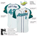 Özel Orijinal Raglan Beyzbol Pinstripe Aqua-Lacivert Forma Beyaz Kollar Aqua Özel Orijinal Raglan Beyzbol Pinstripe Aqua-Lacivert Forma Beyaz Kollar Aqua