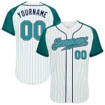 Özel Orijinal Raglan Beyzbol Pinstripe Aqua-Lacivert Forma Beyaz Kollar Aqua Özel Orijinal Raglan Beyzbol Pinstripe Aqua-Lacivert Forma Beyaz Kollar Aqua