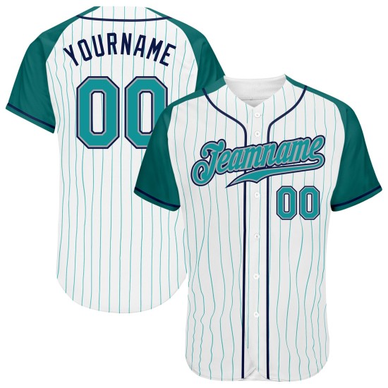 Özel Orijinal Raglan Beyzbol Pinstripe Aqua-Lacivert Forma Beyaz Kollar Aqua Özel Orijinal Raglan Beyzbol Pinstripe Aqua-Lacivert Forma Beyaz Kollar Aqua