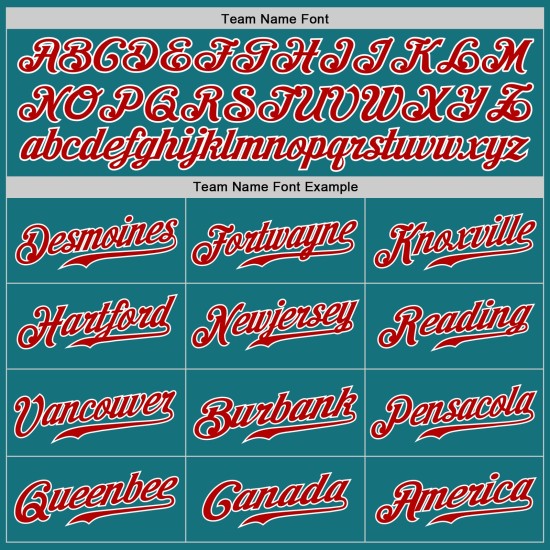Özel Teal Beyzbol Kırmızı-Beyaz Orijinal Forma