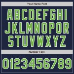 Jersey Orijinal Beyzbol Neon Özel Lacivert Yeşil-Beyaz
